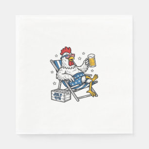 Funny July 4th Chicken Beer Patriotic Shirt Design Napkins