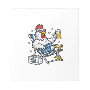 Funny July 4th Chicken Beer Patriotic Shirt Design Notepad