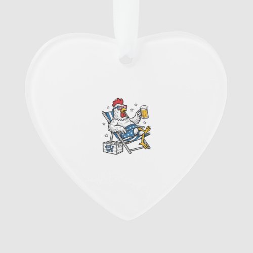 Funny July 4th Chicken Beer Patriotic Shirt Design Ornament