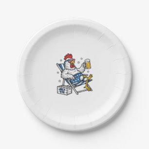 Funny July 4th Chicken Beer Patriotic Shirt Design Paper Plates