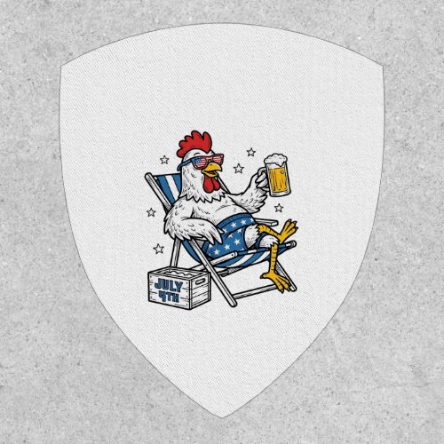 Funny July 4th Chicken Beer Patriotic Shirt Design Patch