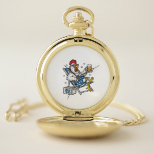Funny July 4th Chicken Beer Patriotic Shirt Design Pocket Watch