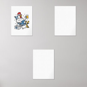 Funny July 4th Chicken Beer Patriotic Shirt Design Wall Art Sets