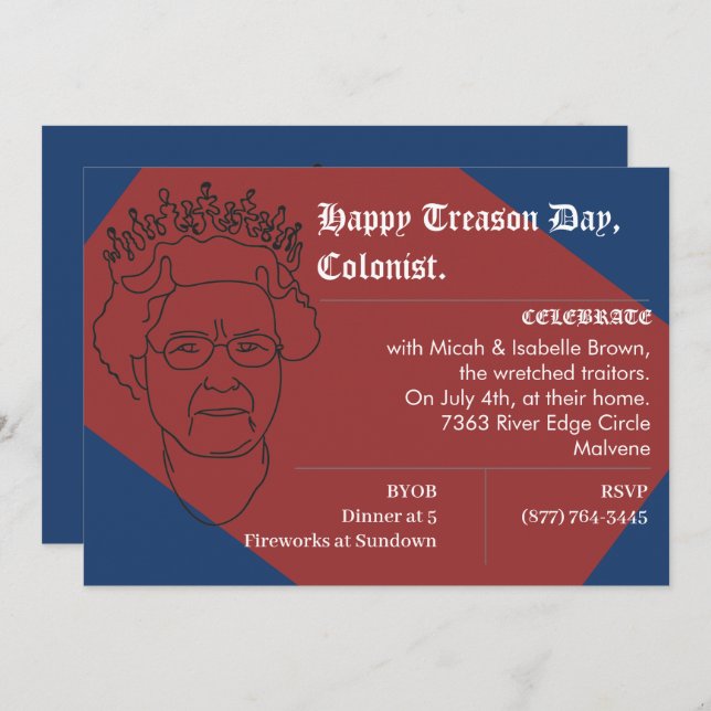 Funny July 4th Party Invitation (Front/Back)