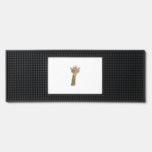Funny July 4th US Flag Patriotic Giraffe  Bar Mat