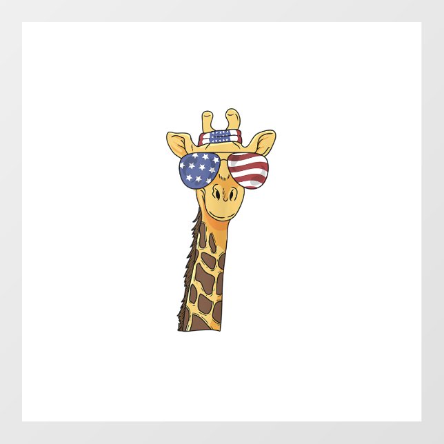 Funny July 4th US Flag Patriotic Giraffe  Floor Decals (Front)