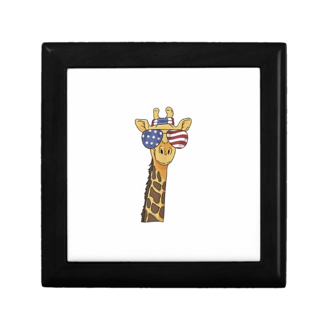 Funny July 4th US Flag Patriotic Giraffe  Gift Box (Front)