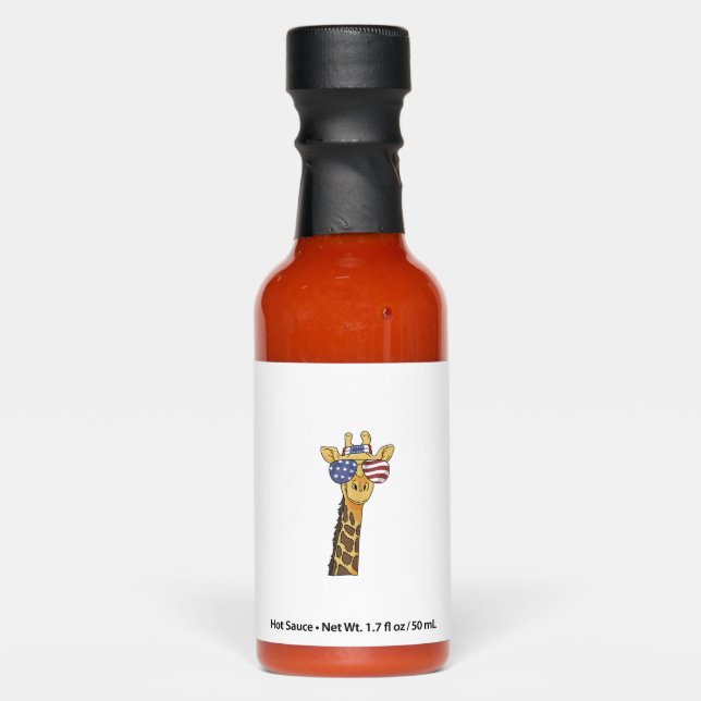 Funny July 4th US Flag Patriotic Giraffe  Hot Sauces (Front)