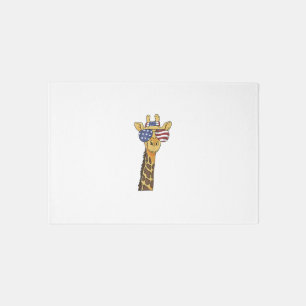 Funny July 4th US Flag Patriotic Giraffe Rug