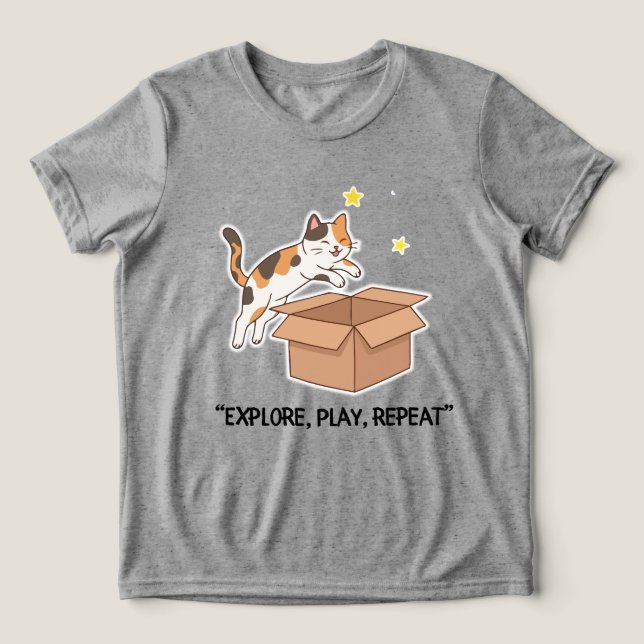 Funny Jumping Cat BoysT-Shirt Tri-Blend Shirt (Design Front)