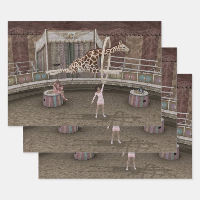 Funny Jumping Giraffe Wrapping Paper Sheets (Set)