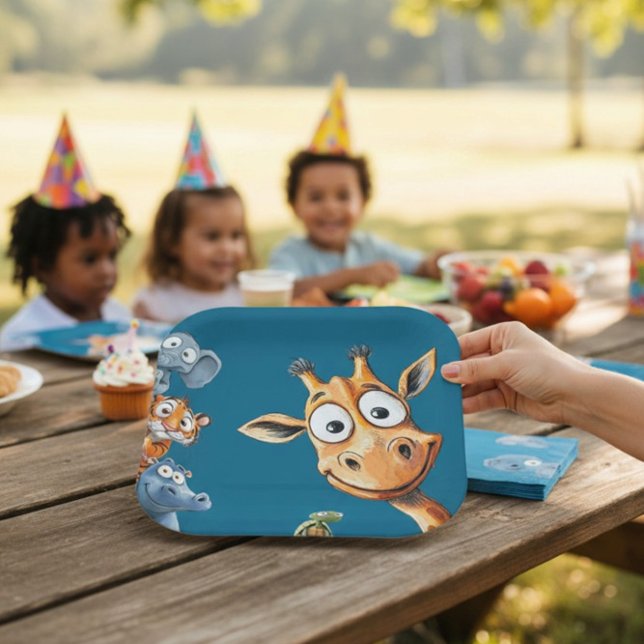 Funny Jungle animals Birthday Celebration Paper  Plates (Creator Uploaded)