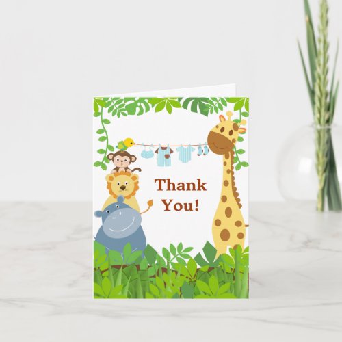 Funny Jungle Animals Thank You Card