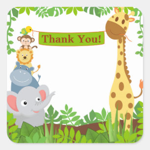 Funny Jungle Animals Thank You Sticker