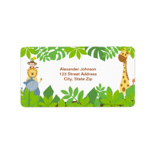 Funny Jungle Baby Animals Address Label