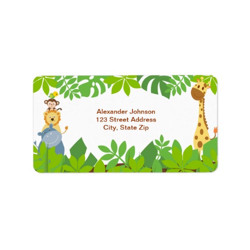 Funny Jungle Baby Animals Address Label