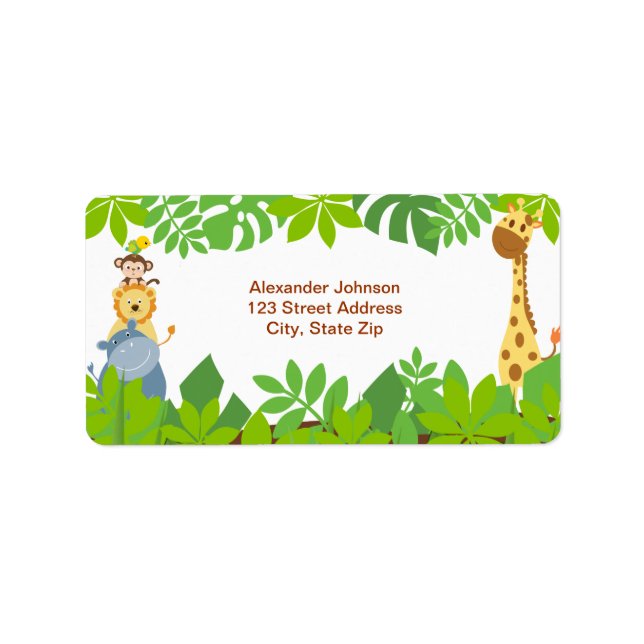 Funny Jungle Baby Animals Address Label (Front)