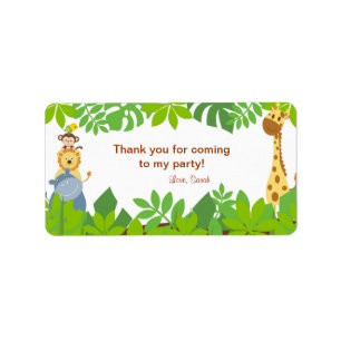 Funny Jungle Baby Animals Birthday Favor Tags