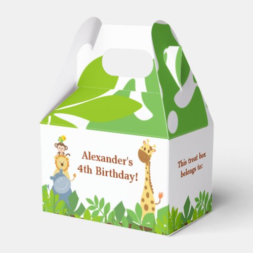 Funny Jungle Baby Animals Gable Favor Box