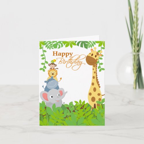 Funny Jungle Baby Animals Greeting Card