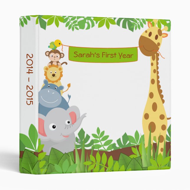 Funny Jungle Baby Animals Photo Album Binders (Front/Spine)