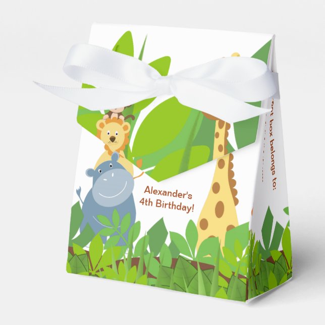 Funny Jungle Baby Animals Tent Favor Box (Front Side)