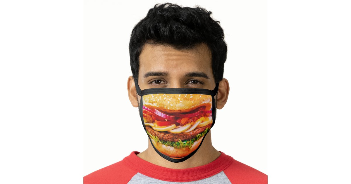 funny junk food cheese burger Hamburger Face Mask | Zazzle