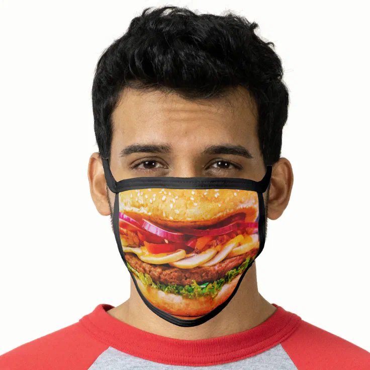 funny junk food cheese burger Hamburger Face Mask | Zazzle funny junk food cheese burger Hamburger Face Mask | Zazzle