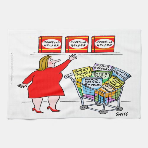Funny Junkfood Grocery Shopping Cartoon Towel