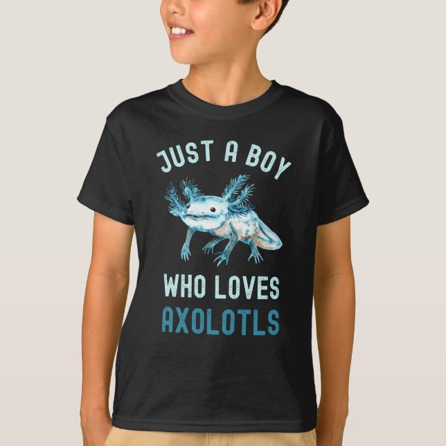 Funny,Just A Boy Who Loves Axolotls,Cute T-Shirt (Front)