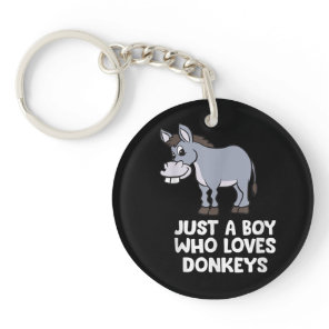 funny Just a Boy Who Loves Donkeys Keychain