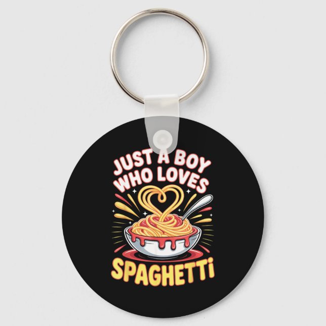 Funny Just A Boy Who Loves Spaghetti  Keychain (Front)