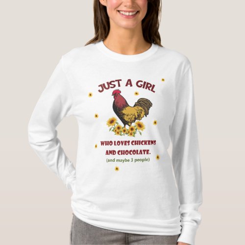 Funny Just A Girl Who Likes Chickens  Chocolate T T_Shirt