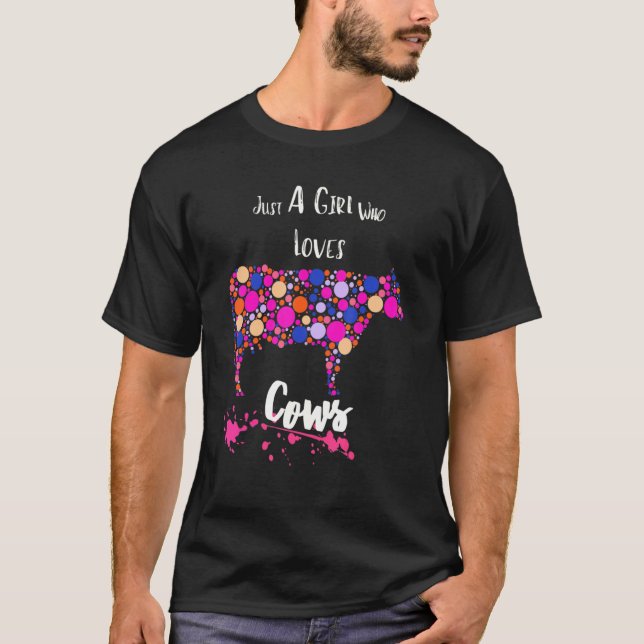Funny Just A Girl Who Loves Cows Farmer Butcher T-Shirt (Front)