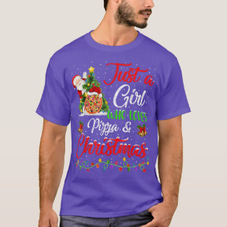 Funny Just A Girl Who Loves Pizza And Christmas T- T-Shirt