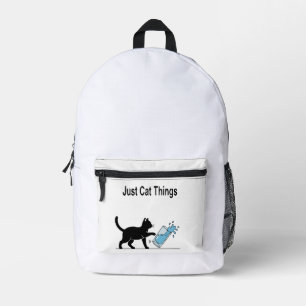 Funny 'Just Cat Things' Black Cat Spilling Water Printed Backpack
