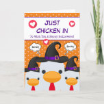 Funny Just Chicken In Witch Happy Halloween Holiday Card