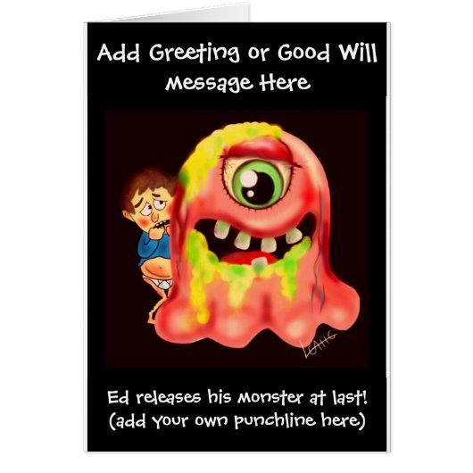 Funny 'just circumcised' cartoon card - add name (Front)