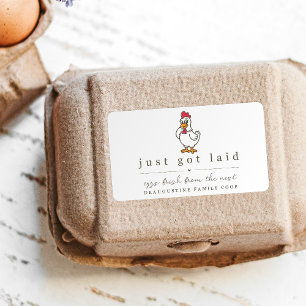 Funny Just Got Laid Farm Coop Egg Carton Label
