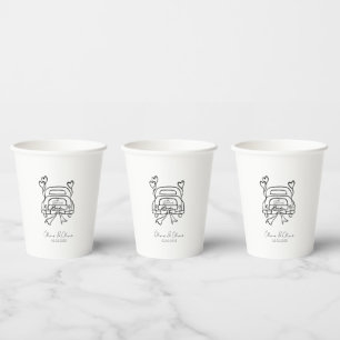 Funny just married car custom wedding paper cups