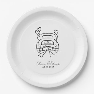 Funny just married car custom wedding paper plates