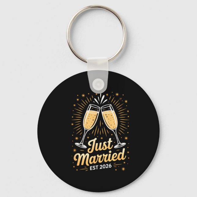 Funny Just Married Newlywed Honeymoon Couple 2026  Keychain (Front)