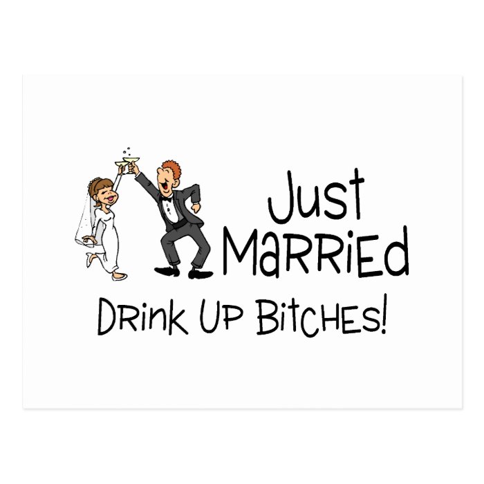 Funny Just Married Wedding Toast Post Card