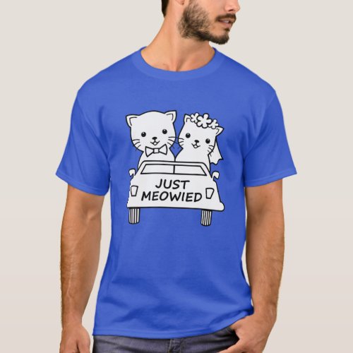 Funny Just Meowied Married Cat Lover Couple Gift T_Shirt