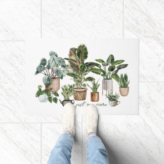 Funny "Just One More Plant" Watercolor Botanical Doormat