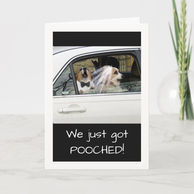 Funny Just Pooched or Just Married Announcement (Front)