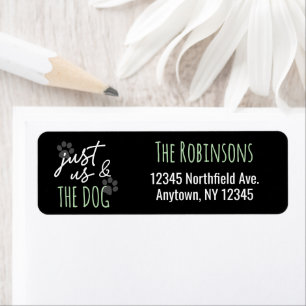 Funny Just Us & The Dog Black Return Address Label