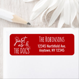Funny Just Us & The Dogs Red Return Address Label