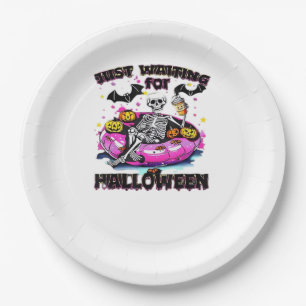 Funny Just Waiting For Halloween Skeleton Spooky V Paper Plates