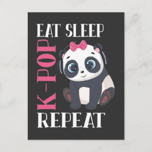 Funny K-Pop Panda Girl Korean Music Lover Postcard